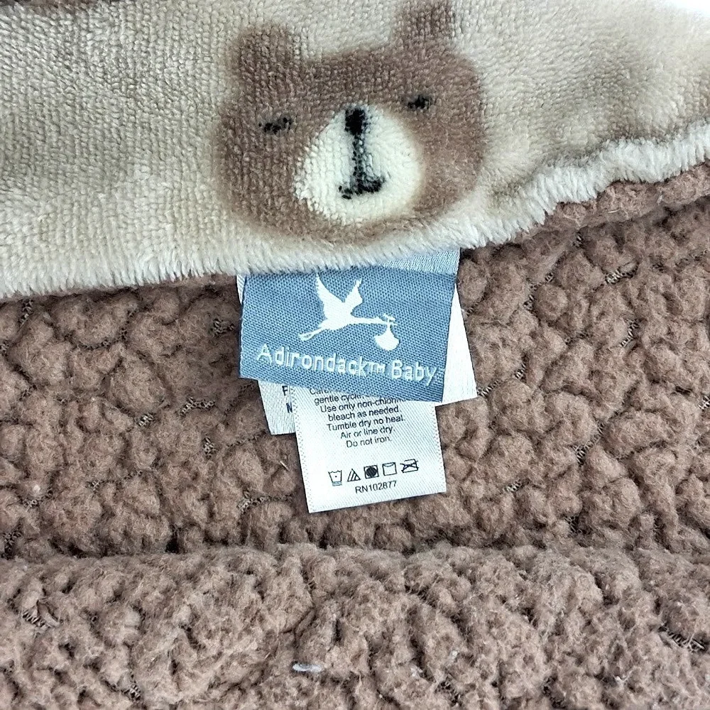 Adirondack Brown Bear Face Baby Blanket Sherpa Lovey Soft 30x40